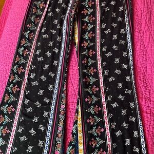 Floral Patterned Black Pants